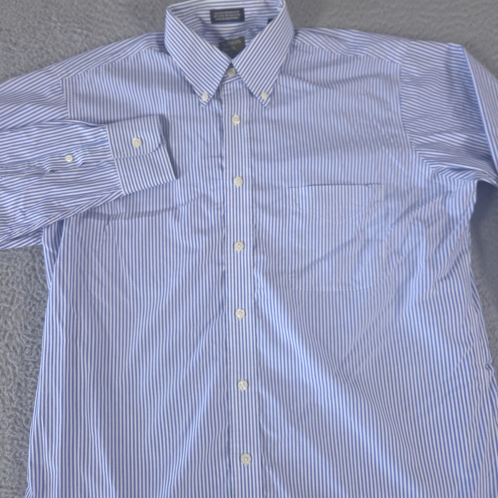 Gitman Bros Shirt Mens 15.5 34 Blue White Striped Broadcloth Non Iron Button